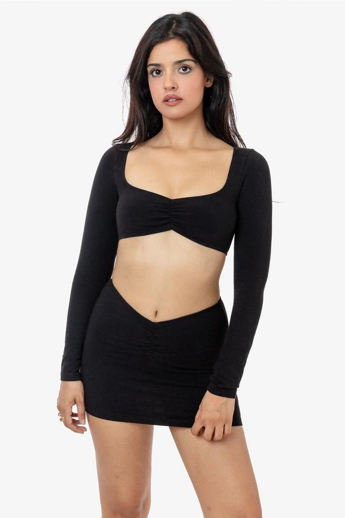 Los Angeles Apparel 8387GD - Garment Dye Ruched Long Sleeve Micro Crop Top 5