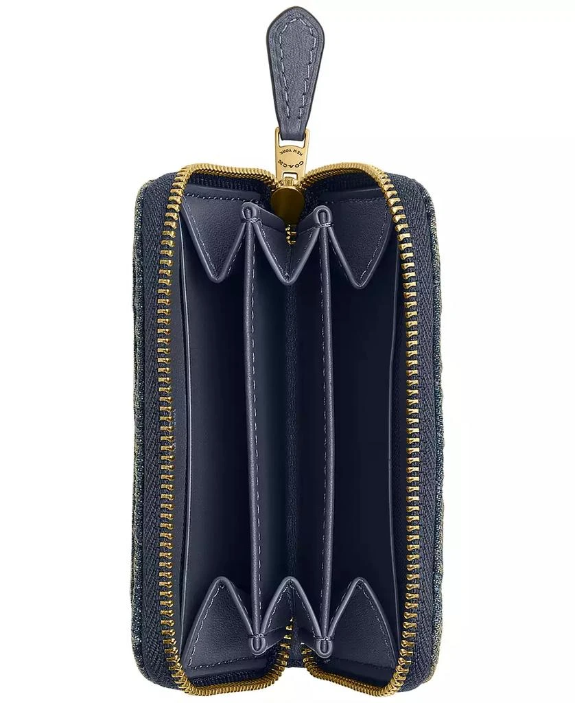 Coach Essential Small Quilted Cotton Denim Zip-Around Wallet 3