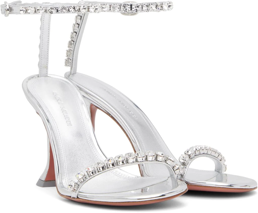 Amina Muaddi Silver Gigi 95 Heeled Sandals 4