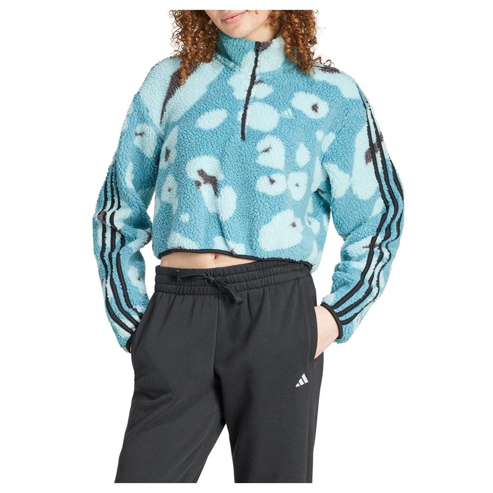 Adidas Essentials Turtle Neck Long Sleeve Quarter Zip Pullover Top