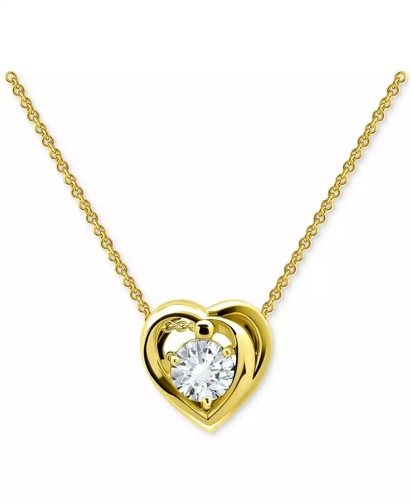 Giani Bernini Cubic Zirconia Heart Pendant Necklace in 18k Gold Over Sterling Silver, 16" + 2" extender, Exclusively at Macy's 1