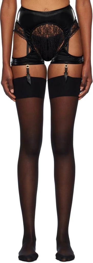 Shop Black Rivere Faux-Leather Garter Belt on Sale at 