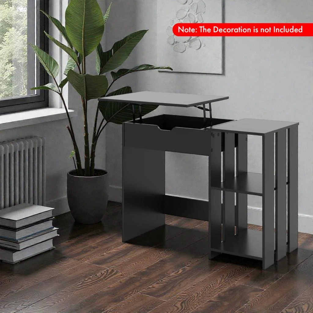 Hivvago Space-Efficient Writing Desk with Built-In Hidden Cubby and Open Organizers 2