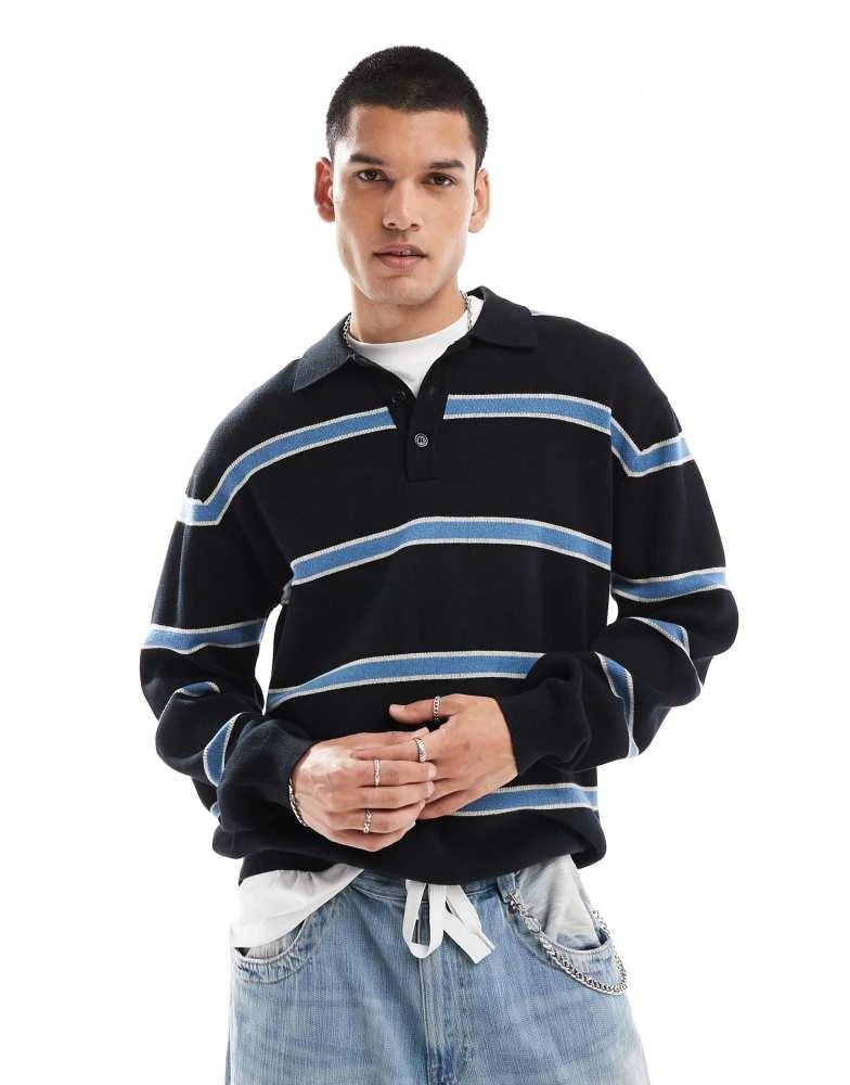 Santa Cruz Santa Cruz donnie polo knitted jumper in black 1