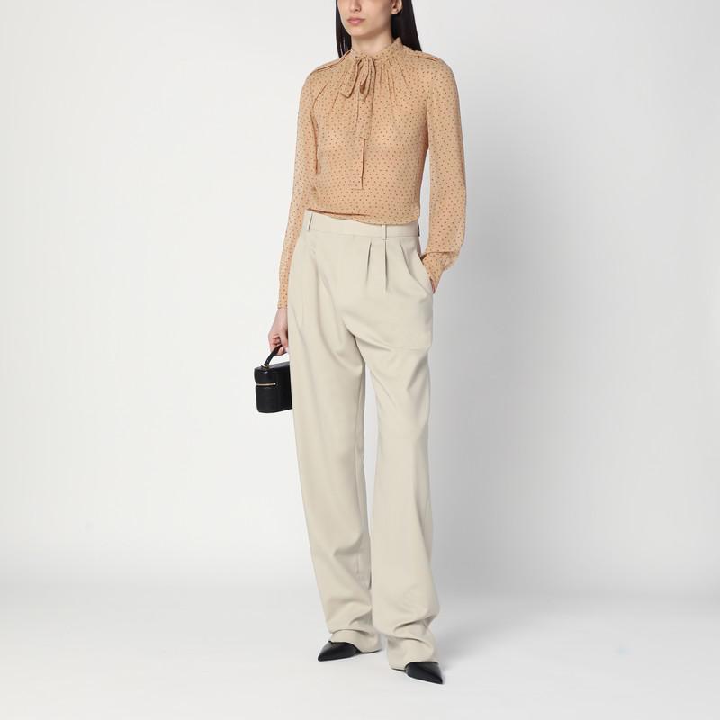 Yves Saint Laurent Beige polka dot blouse in silk blend