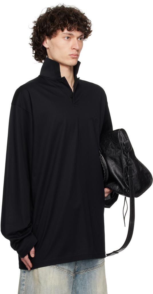 Balenciaga Black BB Classic Long Sleeve Polo - Polo Shirts