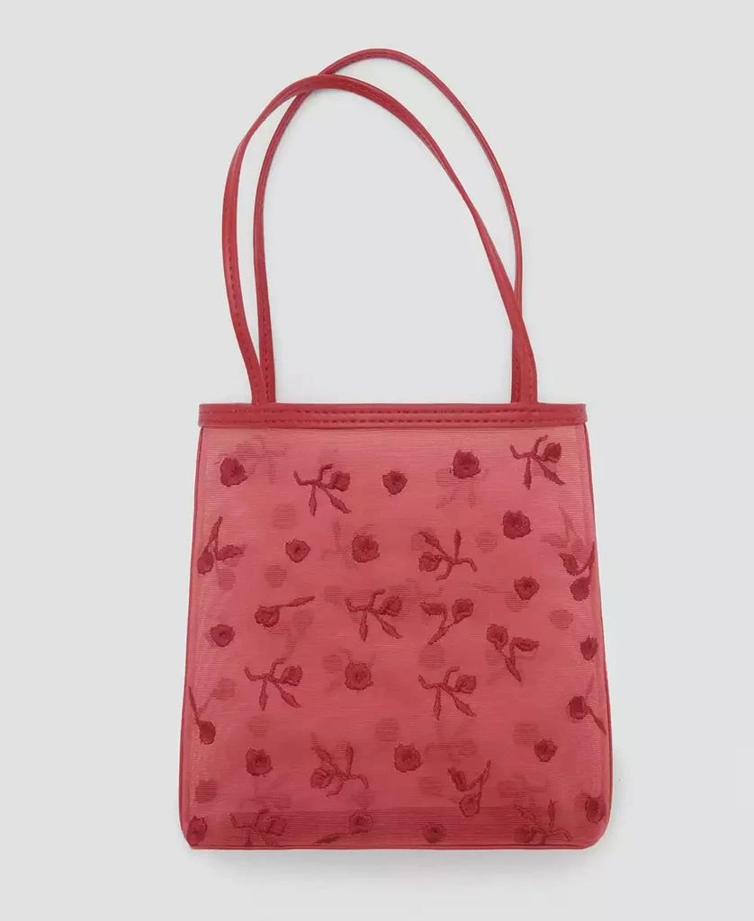 Mango Women's Flower-Embroidered Mesh Bag 2