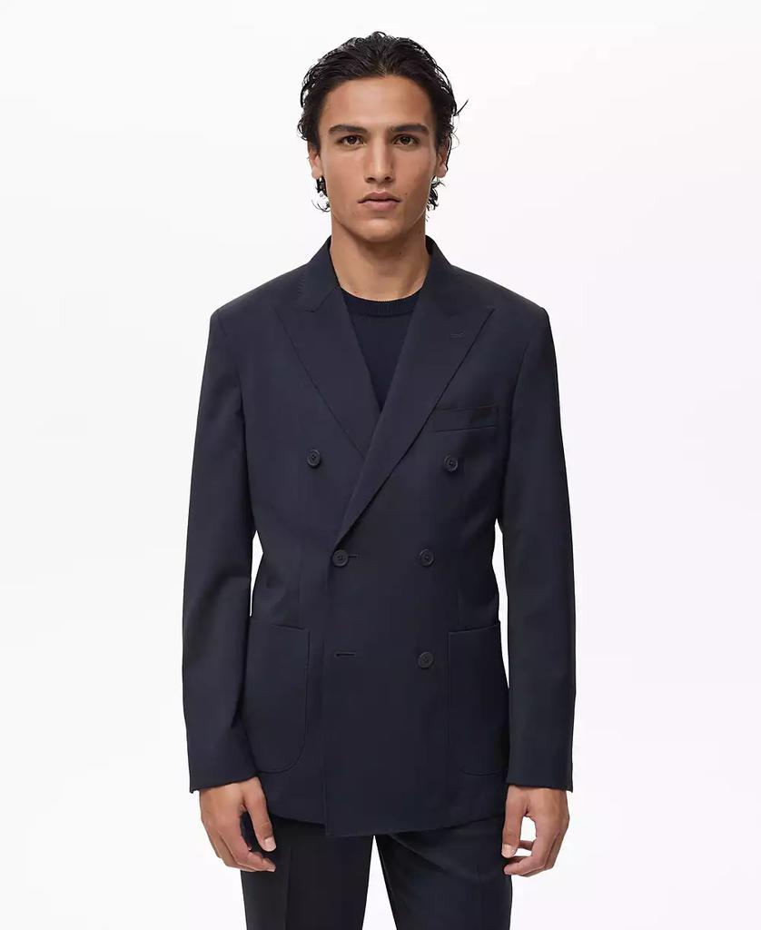 Mango Men's Cold Wool Double-Breasted Suit Blazer
