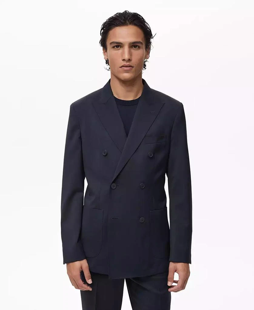 Mango Men's Cold Wool Double-Breasted Suit Blazer 1