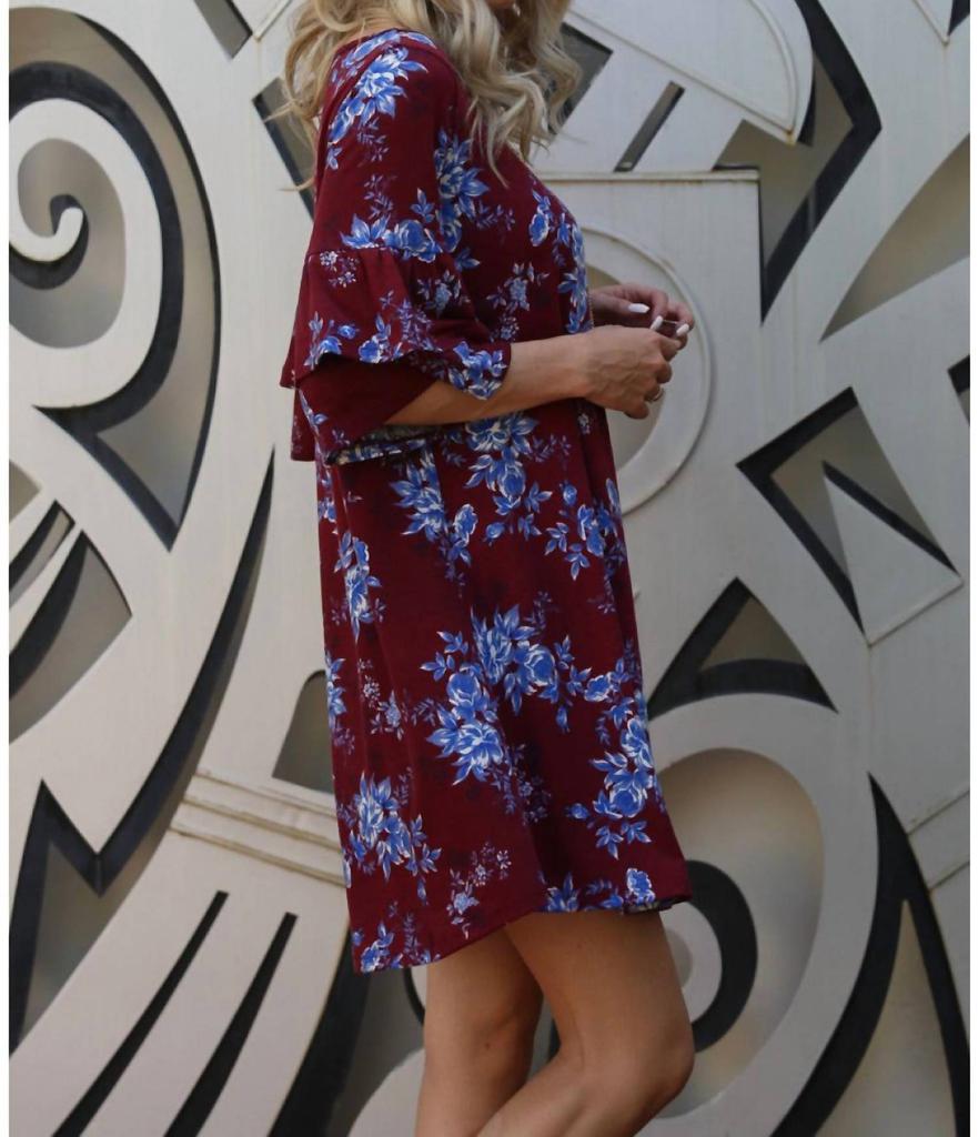 Angie Angie - Floral Double Ruffle Sleeve Dress