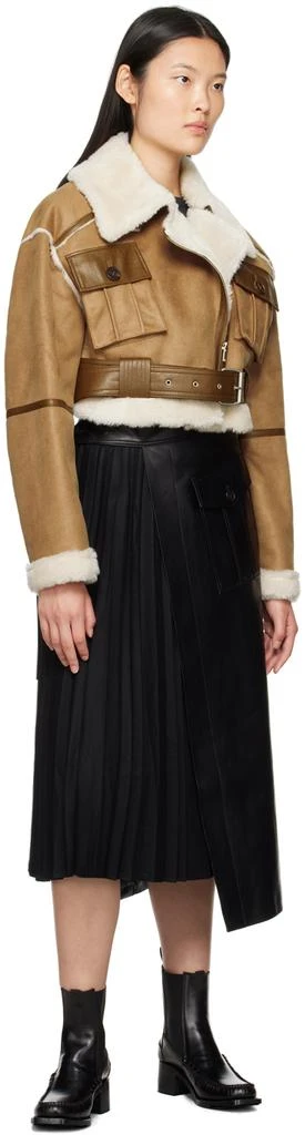 LVIR Black Pleated Faux-Leather Midi Skirt 4