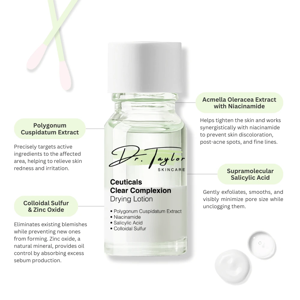 Dr.Taylor  Ceuticals Clear Redness Complexion  Plant Skincare Drying Lotion 10ml+with free Q-tip gift,Skin Repair, soothing blemishes 7