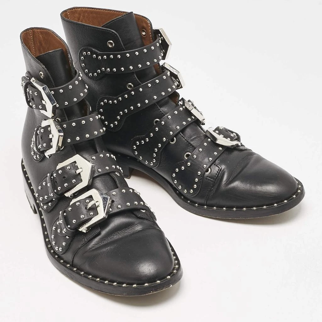 Givenchy Givenchy Black Leather Studded Buckle Detail Ankle Boots Size 37 4