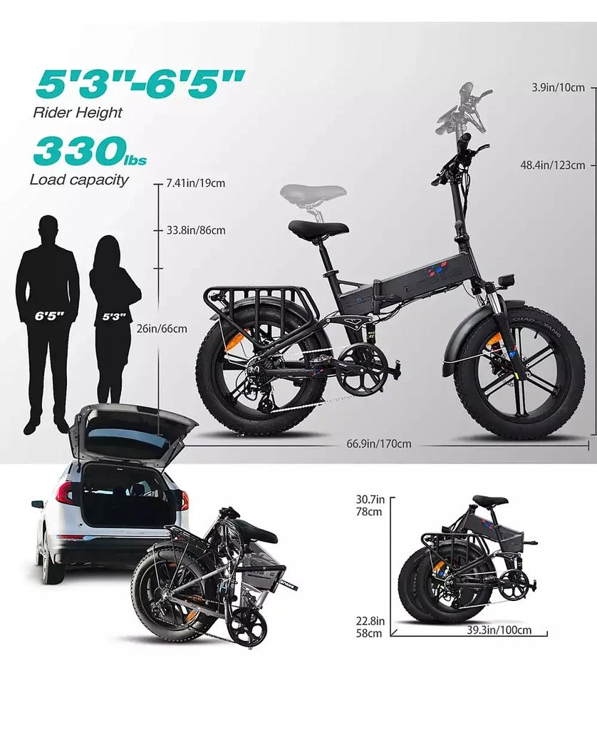 Engwe Engine Pro Electric Bike: 1000W(Peak) 62Miles Full Suspension Foldable E-bike 2