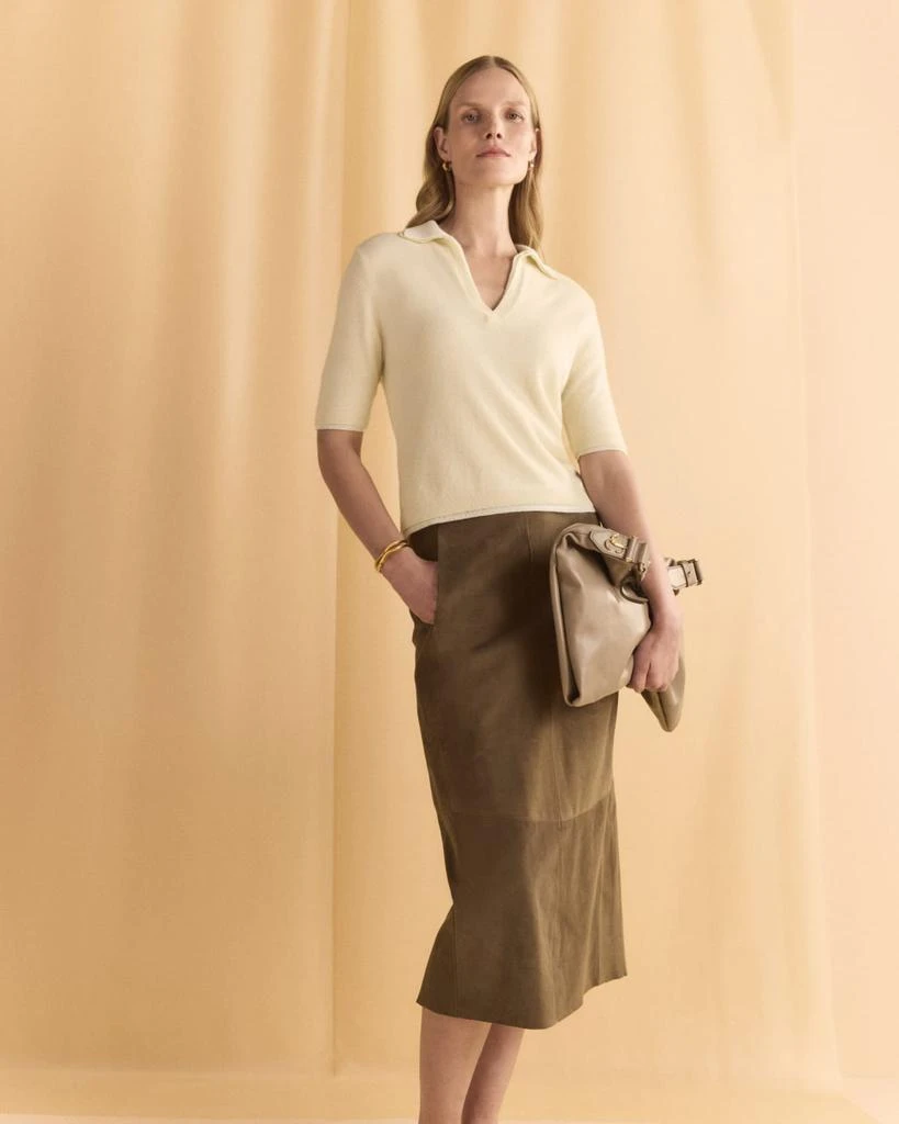 Vince Mid-Rise Suede Midi Skirt 5