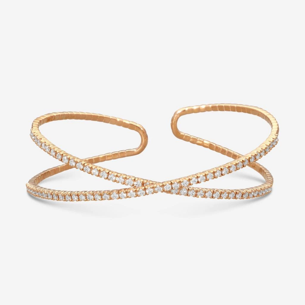 Mémoire Mémoire 18K Rose Gold Diamond Open Flex Crisscross Bangle Bracelet FGFX10657458R72000