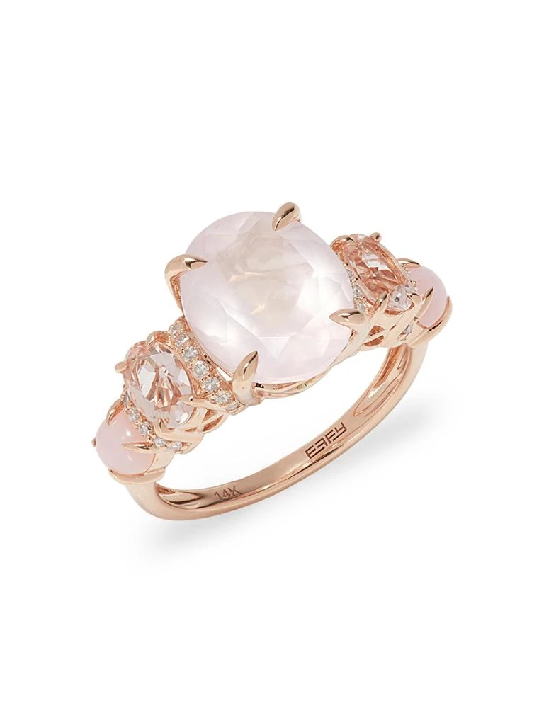 Effy 14K Rose Gold, Quartz, Opal, Moonstone 
0.15 TCW Diamond Ring