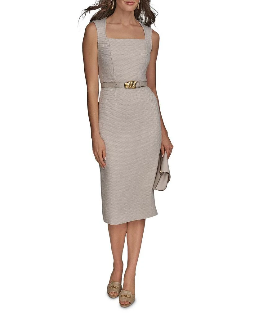 Donna Karan Belted Tweed Midi Dress 1