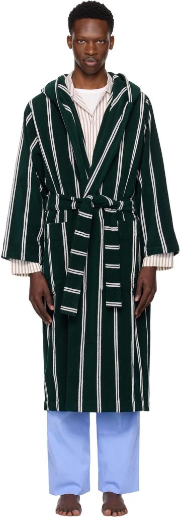 Tekla Green Terry Hooded Bathrobe
