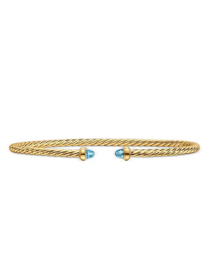 David Yurman Micro Cablespira® Flex Bracelet in 18K Yellow Gold with Blue Topaz, 2.6mm