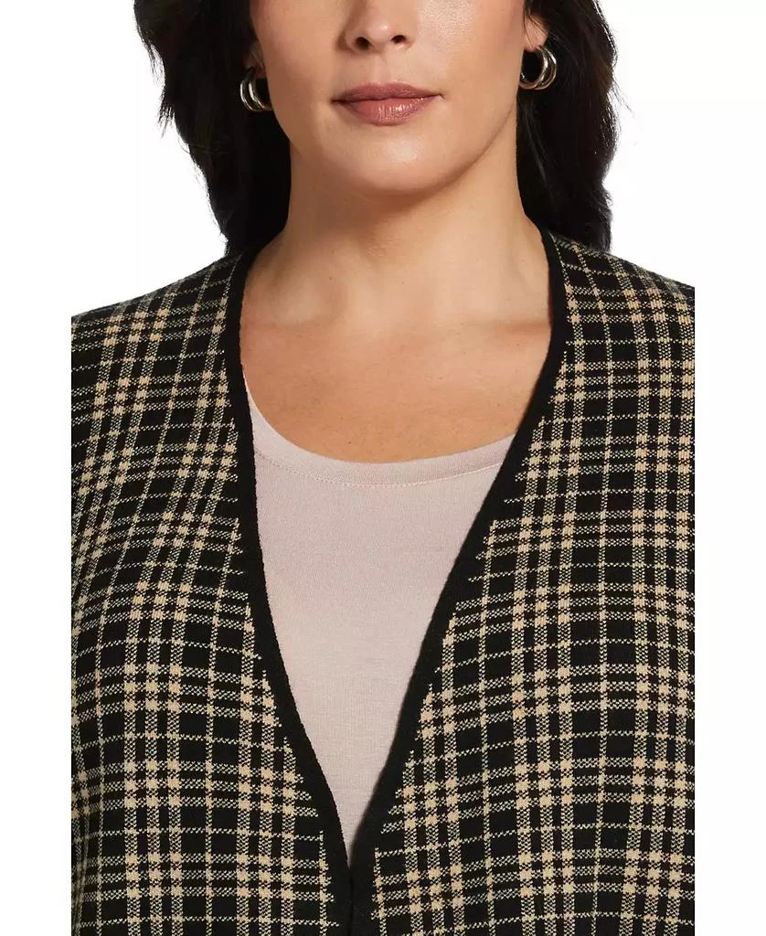 Rafaella Plus Size Plaid Jacquard Flyaway Cardigan Sweater 3