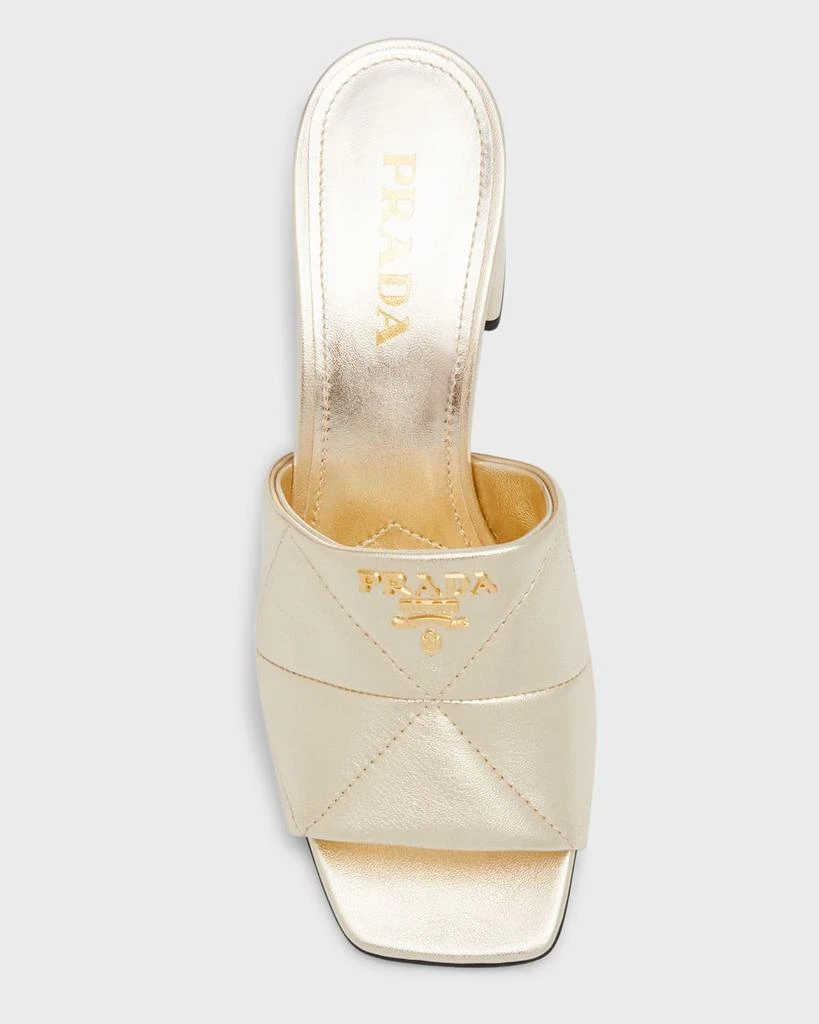 Prada Quilted Leather Block-Heel Slide Sandals 5