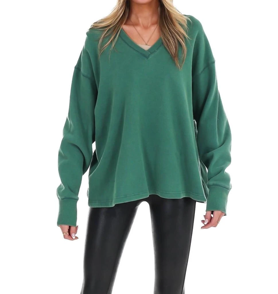 HYFVE Urban Fade Oversized V-Neck Sweatshirt In Dark Green 2