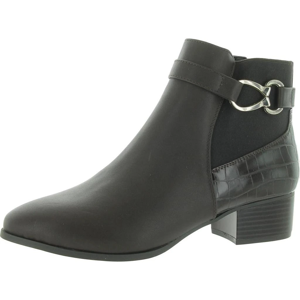 Karen Scott Nadine Womens Faux Leather Block Heel Ankle Boots 7