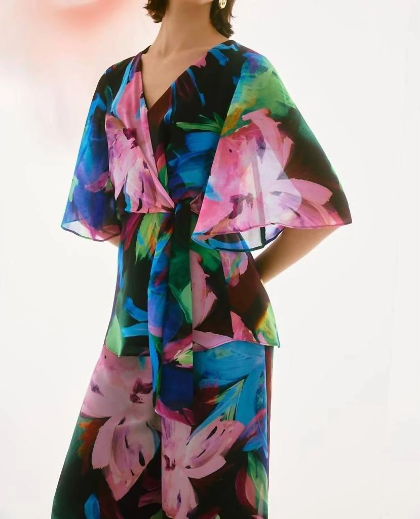 JOSEPH RIBKOFF Joseph Ribkoff - Chiffon Floral Print Peplum Top 2