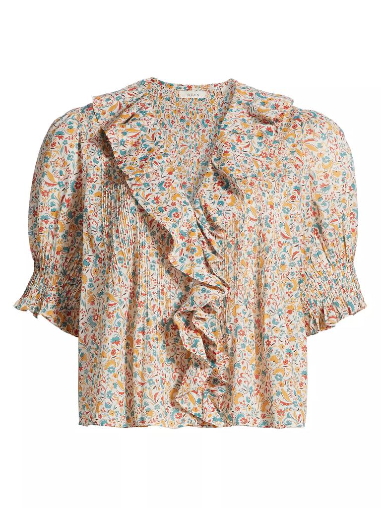 DÔEN Henri Floral Cotton Ruffled Top