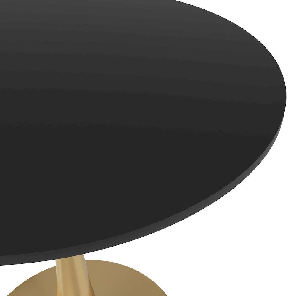 LeisureMod Bristol 27" round dining table Gold Base With Black Top 4