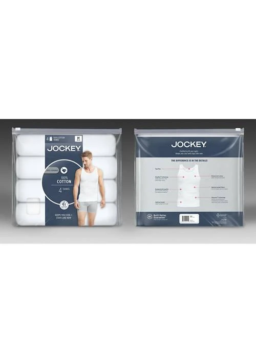 Jockey Cotton A Shirt Tank   4 Pack 4