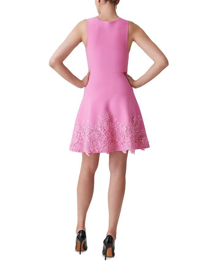 Teri Jon Knit Fit-and-Flare Lace Trim Dress