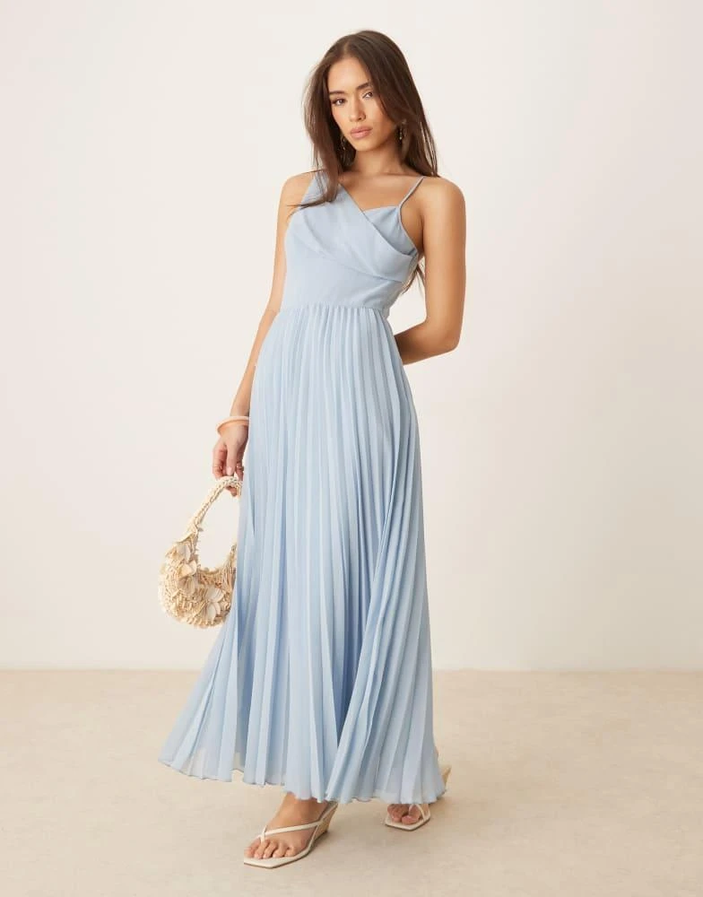 designer blue midi dress The Genevieve Sky Blue Floral Jacquard Strapless Midi Dress main image 1