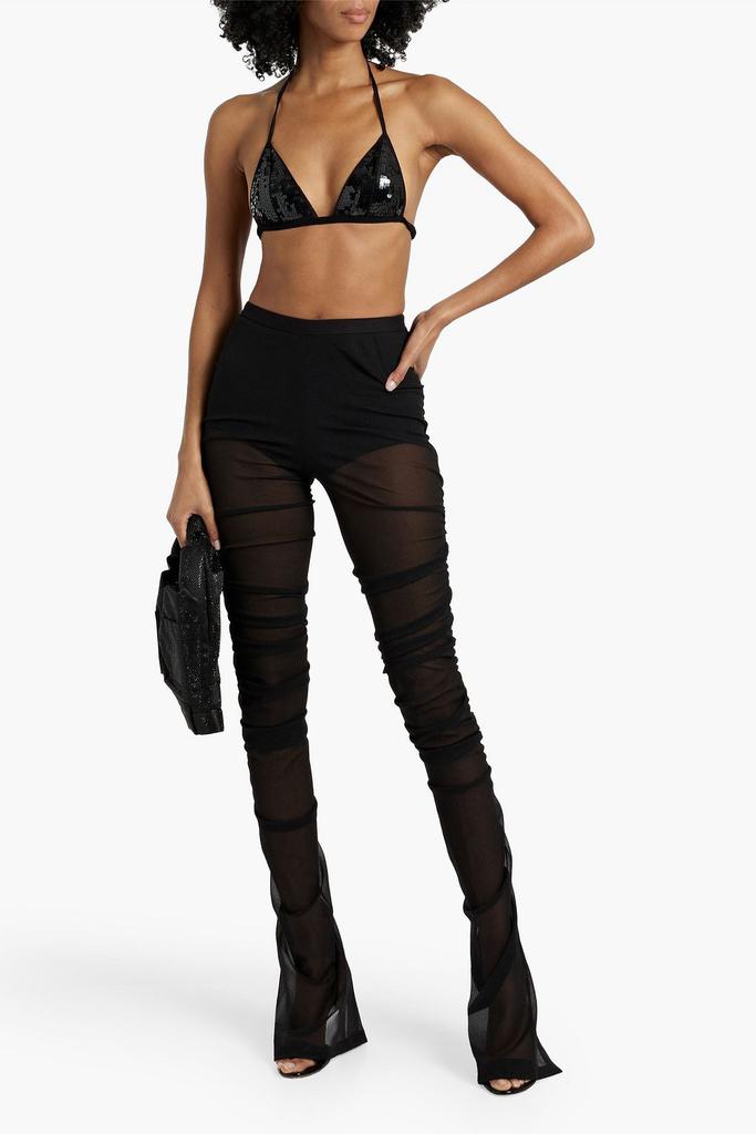 Rick Owens Sequined tulle halterneck bra top