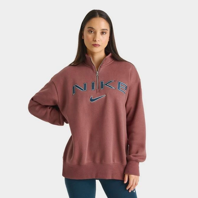NIKE Women's Nike Sportswear Phoenix Fleece Oversized Logo Quarter-Zip Sweatshirt 1