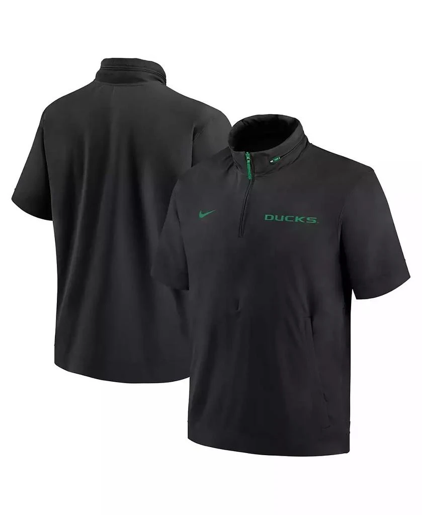 NIKE Men's Black Oregon Ducks 2024 Sideline Coach Short Sleeve Half-Zip Hoodie Jacket 1