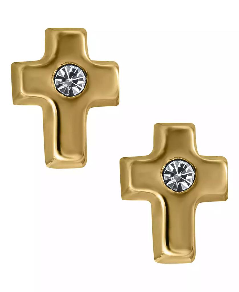 Macy's Children's Cubic Zirconia Cross Earrings in 14k Yellow Gold