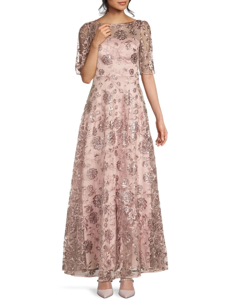 Eliza J Womens Lace Embroidered Evening Dress Navy 8