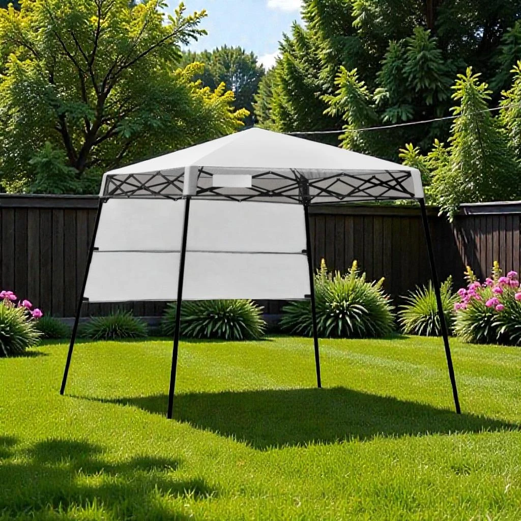 Hivvago 7x7 Ft Easy Assembly Folding Canopy with Carry Case and Ground Anchors