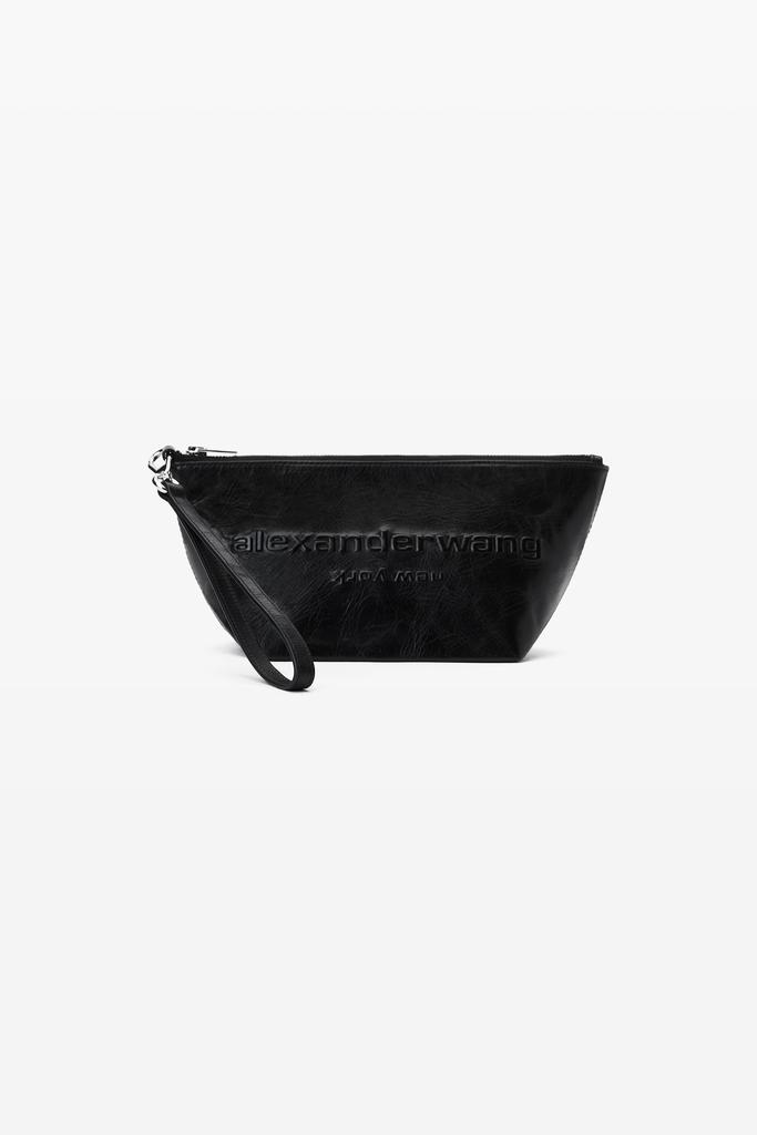Alexander Wang punch wristlet strap pouch in crackle patent leather