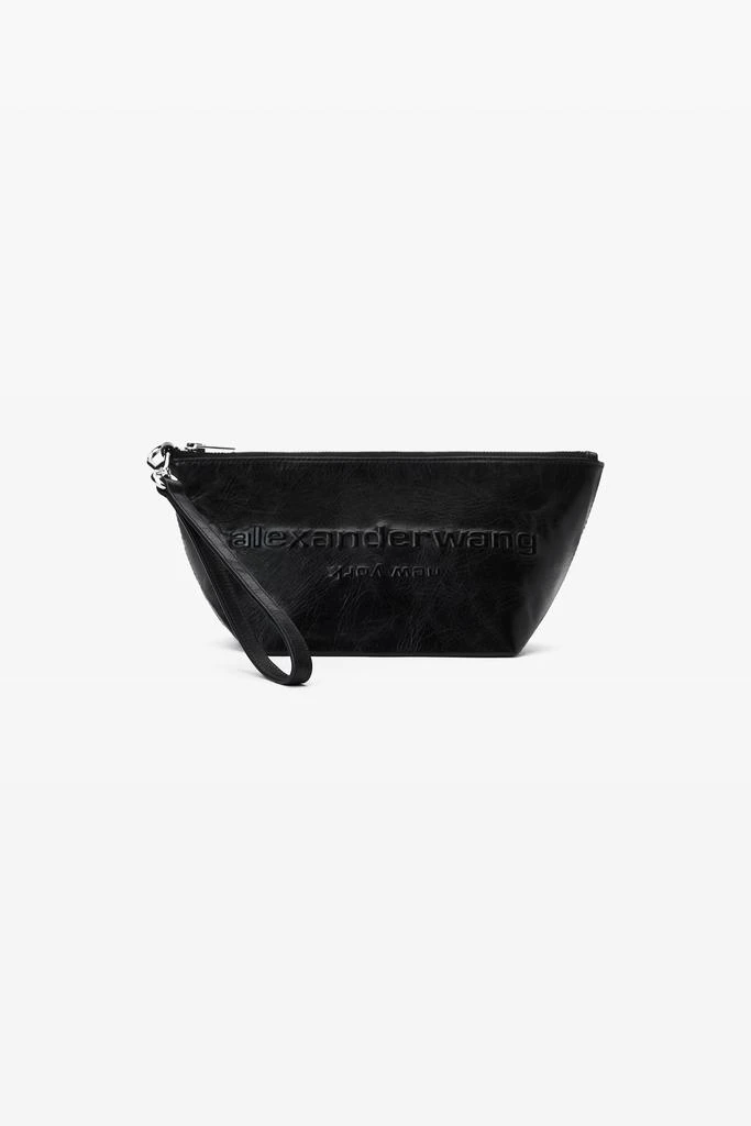 Alexander Wang punch wristlet strap pouch in crackle patent leather 1
