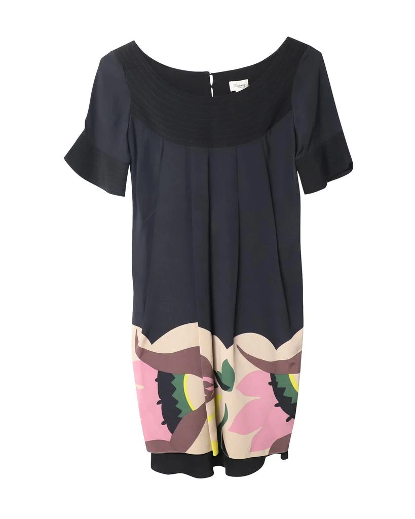 Temperley London Floral Pleated Mini Dress in Black Cotton 4