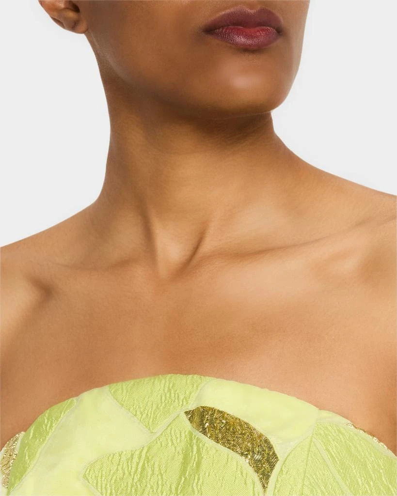 Jovani Pleated Strapless Floral Jacquard Gown 5