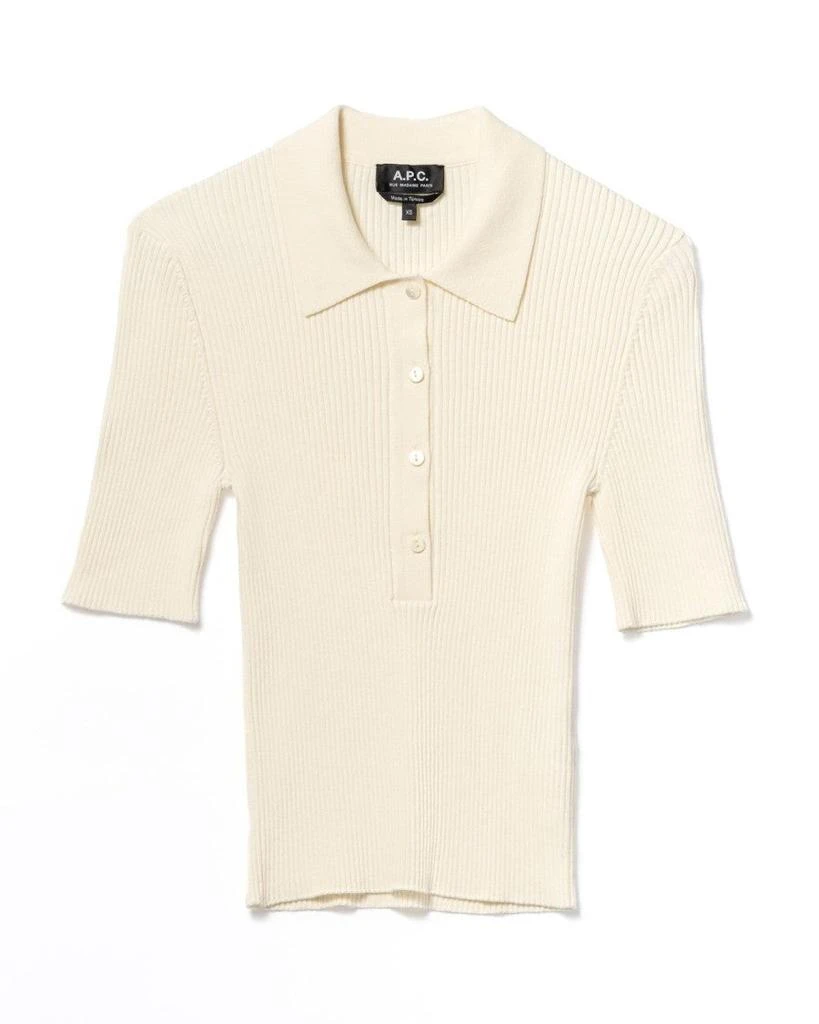 A.P.C. Ribbed Knit Sweater with Polo Collar
