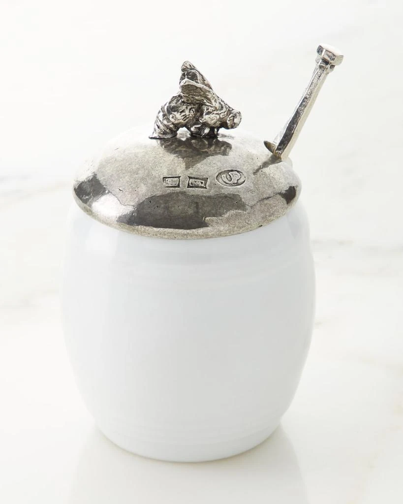 Neiman Marcus Ceramic Pewter Honey Holder 1