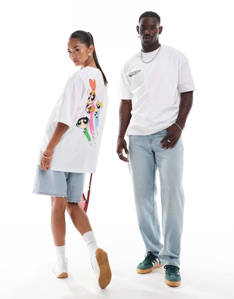 ASOS ASOS DESIGN unisex oversized t-shirt with The Powerpuff Girls prints in white 3