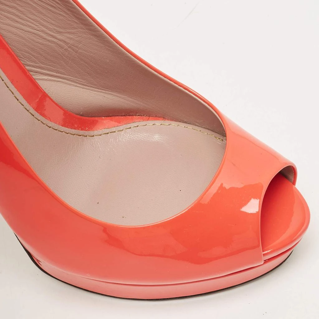 Gucci Gucci Orange Patent Leather Peep Toe Platform Pumps Size 39 7