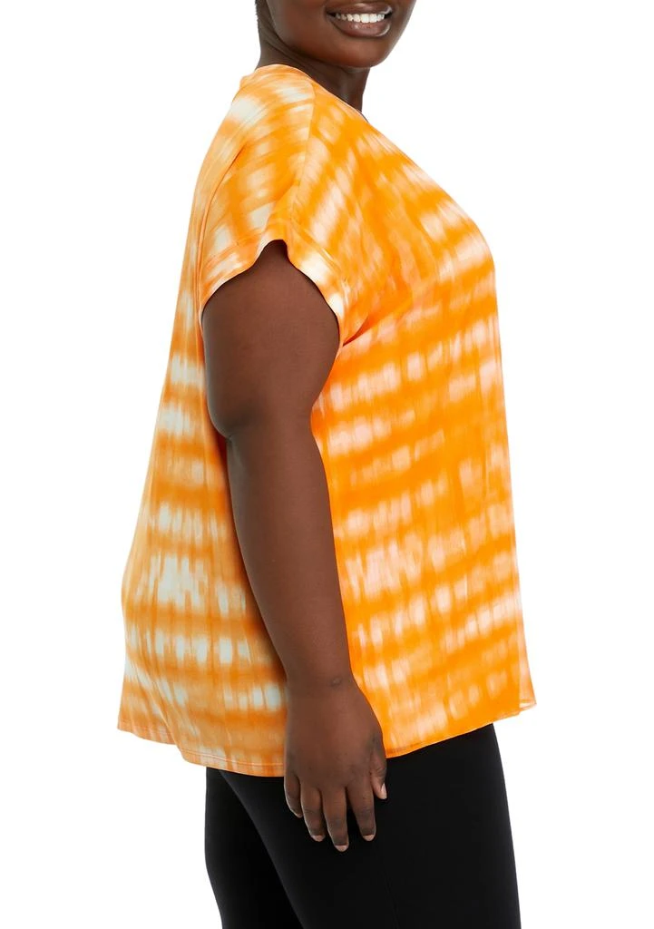 Calvin Klein Plus Size V-Neck Mixed Media Top 3