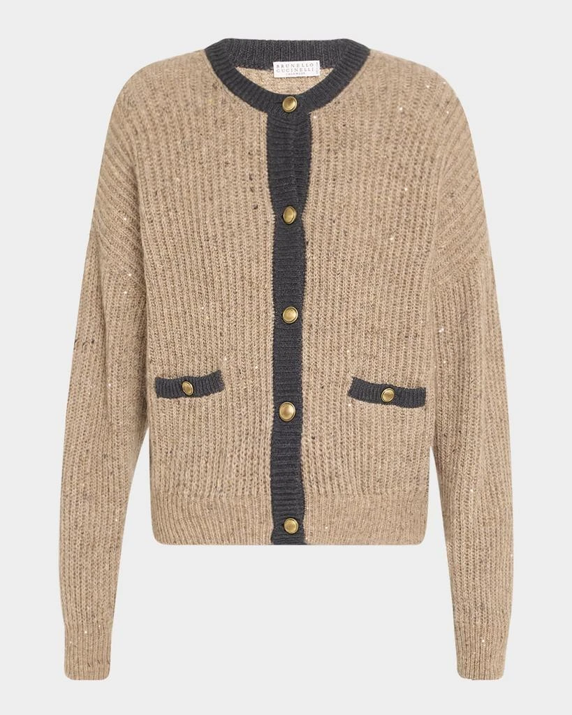 Brunello Cucinelli Wool-Mohair Pailette Bicolor Cardigan 1